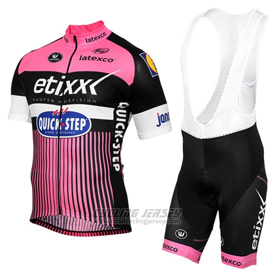 2016 Cycling Jersey Etixx Quick Step Pink and Black Short Sleeve and Bib Short